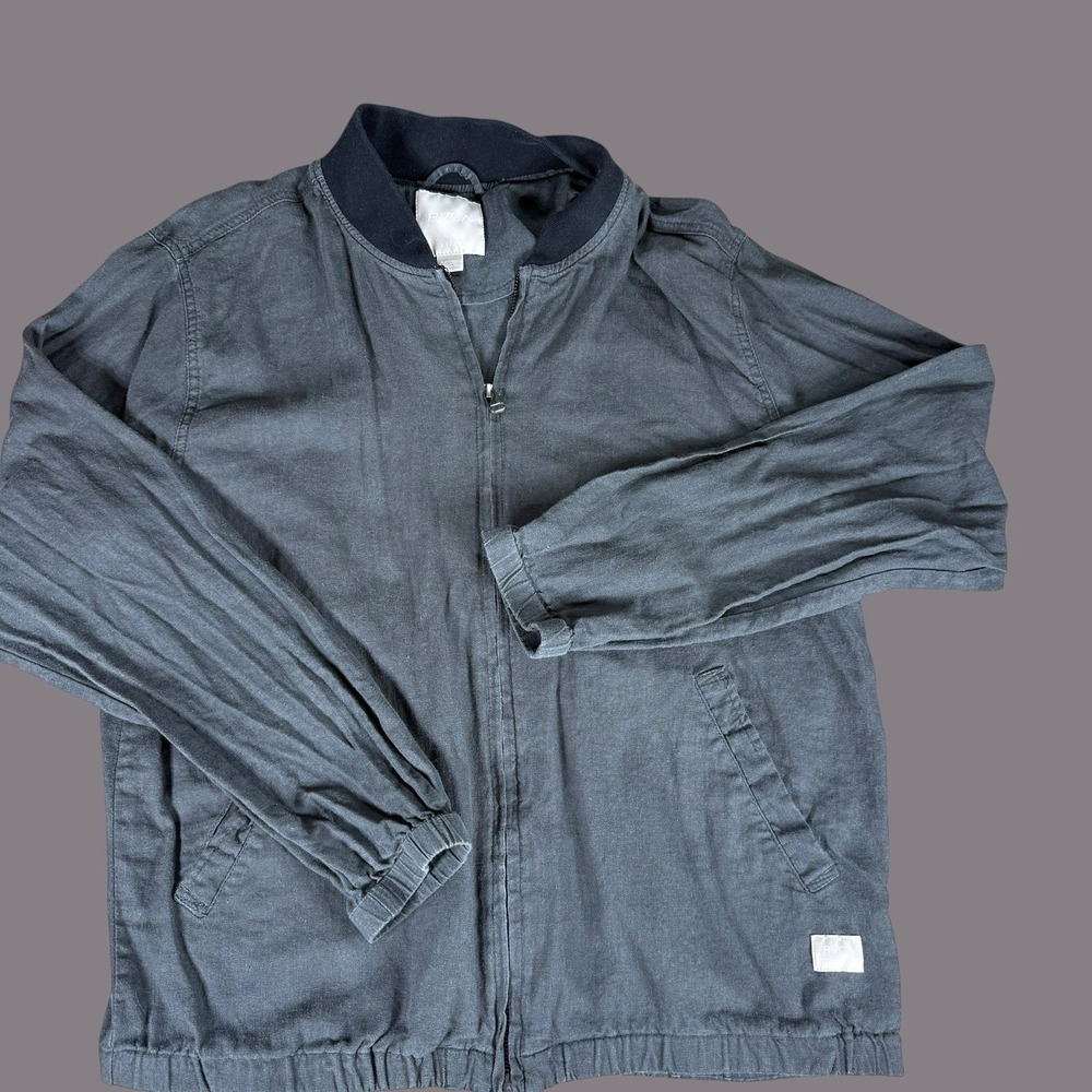 RVCA Linen Bomber Jacket Womens Large Gray‎ Lightweight Coastal Minimal